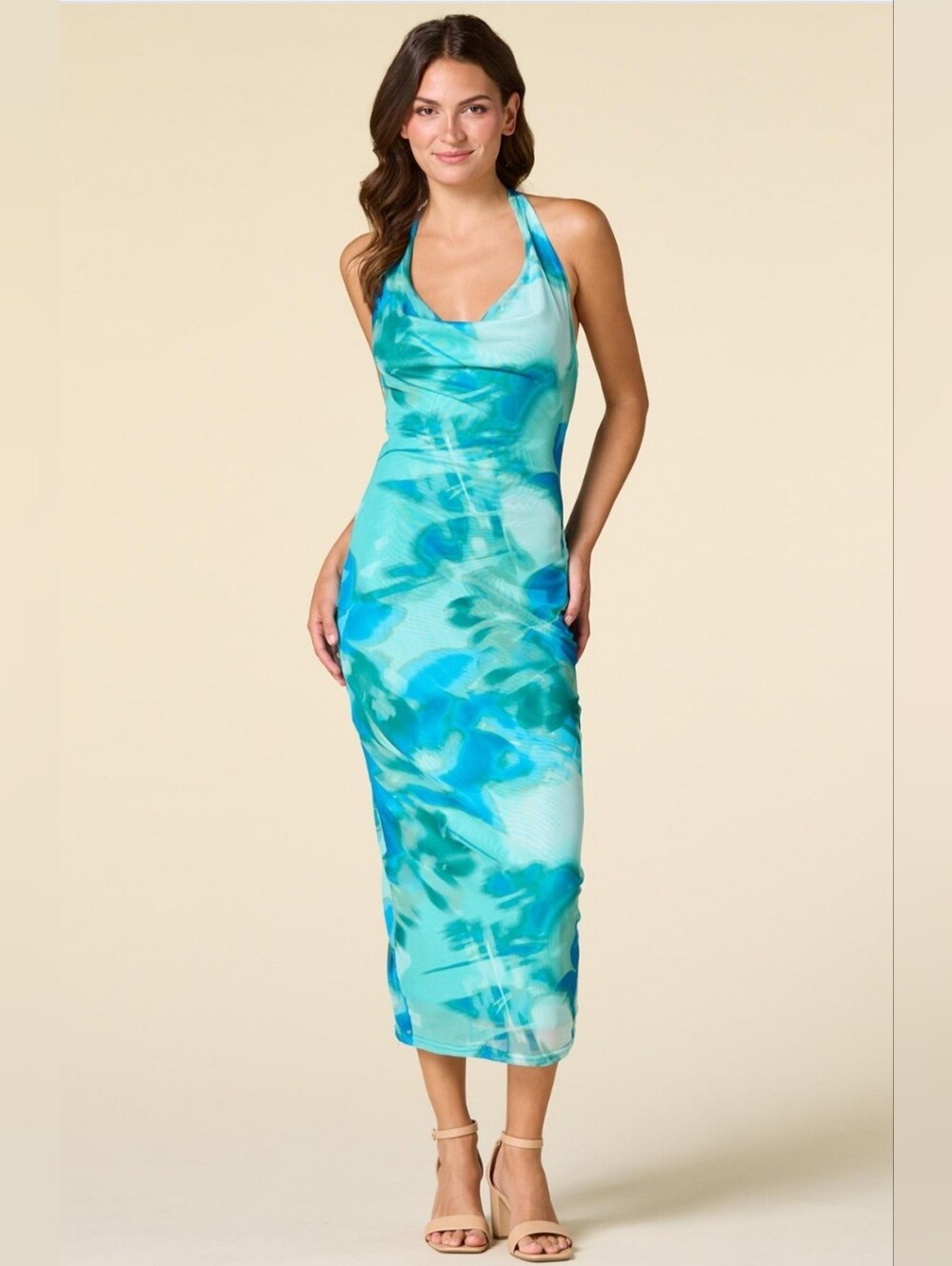 Stitch Fusion Women's Tie-Dye Halter Midi Dress NWT